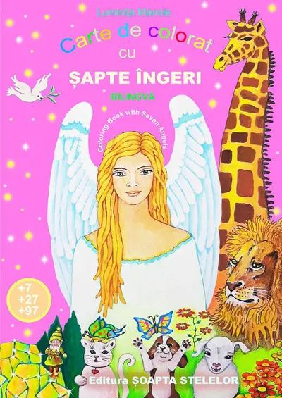 Carte de colorat cu sapte ingeri - Engros, format A4, color, 16 pagini, bilingva, romana-engleza - Luminita Manole