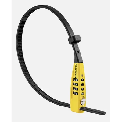 Lacăt cablu ROCKBROS 52 cm cu combinaţie 4 cifre, negru-galben