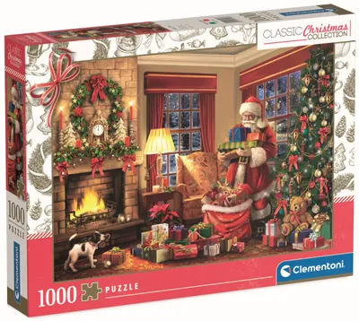 Puzzle Clementoni din 1000 piese - Vizita lui Moș Crăciun