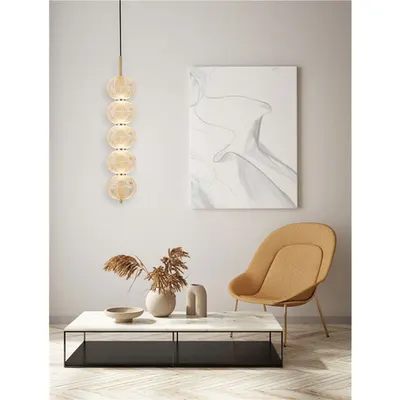 Lampa suspendata KLELIA Triac Dimabil Alama aurie Metal & Clear Acrylic LED 30 Wat 220-240 Volt 2482Lm 3000K IP20