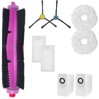 Set accesorii PAA-home, compatibile cu aspiratorul Midea V10/ V12/ W11, continut: 2 lavete, 2 filtre, 2 perii laterale negre, 1 perie central si 2 s