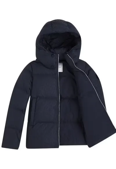 Geaca cu gluga si umplutura de puf Cube Embossed Puffer Down