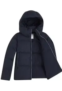 Geaca cu gluga si umplutura de puf Cube Embossed Puffer Down -