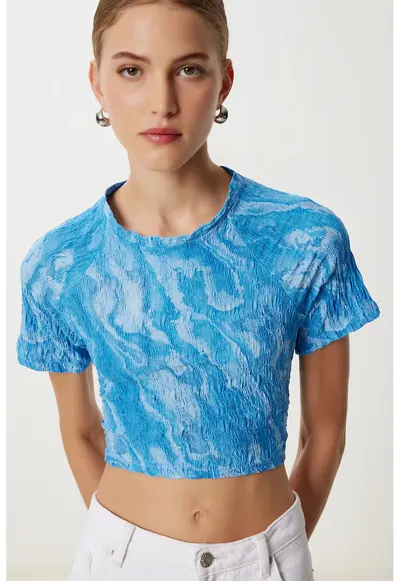 Tricou dama - Happiness Istanbul - Albastru deschis - Slim