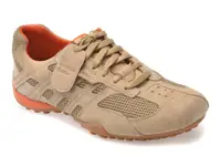 Pantofi sport GEOX bej, U55MNA, din material textil si piele naturala