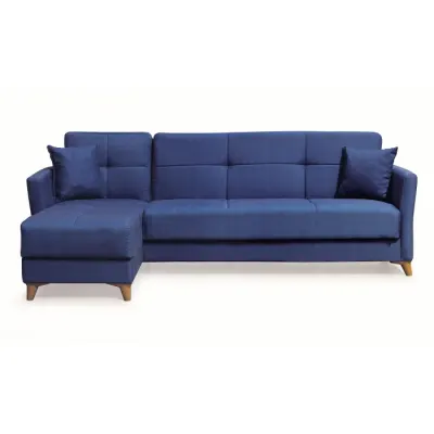 Coltar LOREN extensibil, cu lada depozitare, colt interschimbabil, albastru, 240x143x85 cm