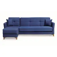 Coltar LOREN extensibil, cu lada depozitare, colt interschimbabil, albastru, 240x143x85 cm