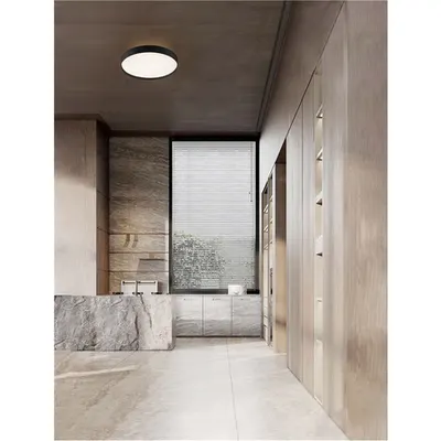 Plafoniera ROI Triac Dimabil Nisipiu Negru Metal, Aluminiu & Acrylic LED 37 Wat 220-240Volt 3555Lm IP20 2700 + 3000K Dip Intrerupator Deschis sus & jos