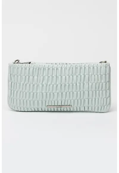 Geanta crossbody din piele ecologica cu fronseuri - Verde pal
