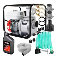 Set Motopompa apa 6.5CP, 3 toli, 1000 l/min, H-28m, furtun ref. 20m, furtun abs. 8m, Micul Fermier si Ulei Motor 4Timpi Briggs - Stratton