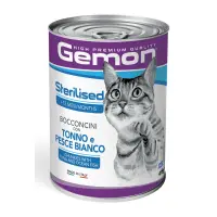 GEMON Sterilised, Ton și Pește, conservă hrană umedă pisici sterilizate, (în aspic), 415g