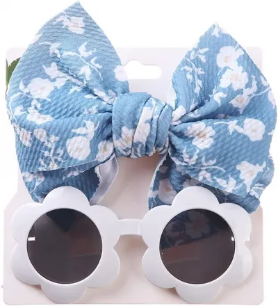 Set Ochelari de Soare pentru Fetite - Imprimeu Floricele Albastre