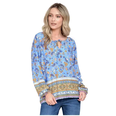 Bluza ie dama ERT23V235 albastru ciel/caramiziu floral, Eranthe | marimea M