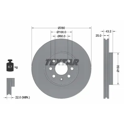 Disc frana TEXTAR 92129303