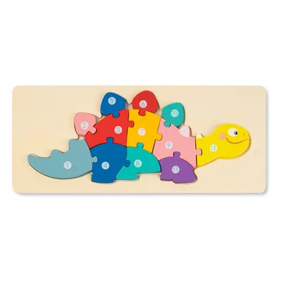 Puzzle 3D din Lemn Dinozaur Nr.3, 12 Piese