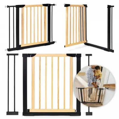 Poarta de siguranta 74-100 cm Ecotoys SF-011-BC Lemn Metal