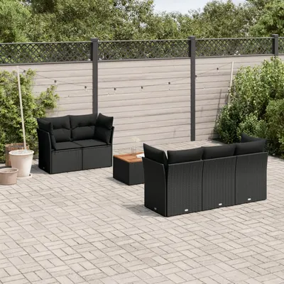 Gossi set mobilier de gradina cu perne, 6 piese, negru, poliratan
