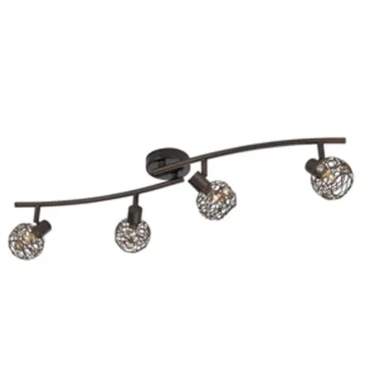 Corp de iluminat cu 4 abajururi, echipat cu becuri halogen cu dulie G9 , 4X28W , lumina calda, maro