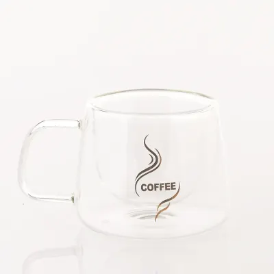 Cana Coffee din sticla termorezistenta cu perete dublu, 250 ml