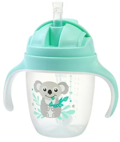 Pahar cu paie care nu se varsa Babyono - Be Active, 240 ml, Mint