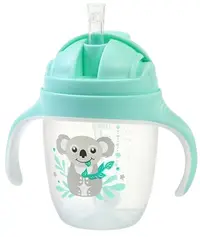 Pahar cu paie care nu se varsa Babyono - Be Active, 240 ml, Mint