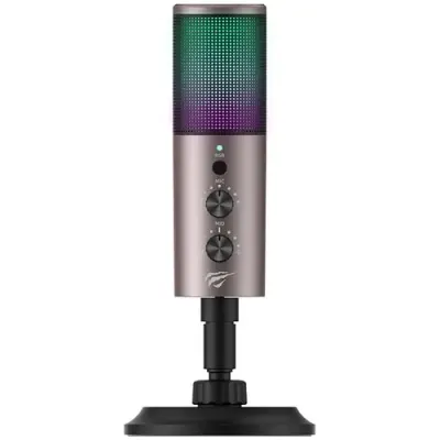 Microfon gaming HAVIT GK61, iluminare RGB, Cardioid, functie reducere zgomot, USB type C, jack 3.5mm pentru conectare casti, stand antisoc