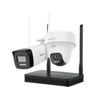 Kit supraveghere WiFi mixt HikVision Easy-Link HiLook IKS-2042BTH-PH/W, 2 MP, 2.8 mm, IR 30 / 20 m, lumina alba 15 m, microfon, difuzor, detectie miscare, slot card