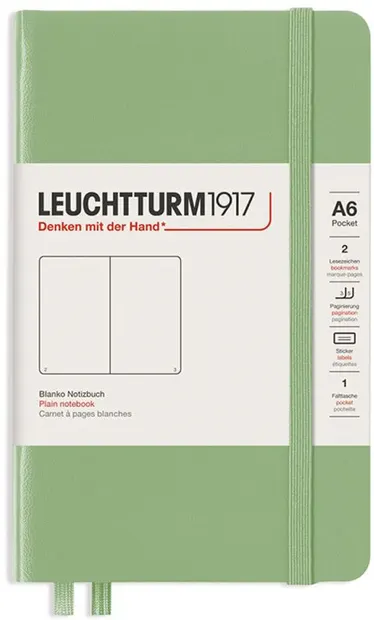 Caiet de buzunar Leuchtturm1917 - A6, foi albe, Sage