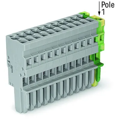 1-conductor female plug; 4 mm²; 15-pole; 4,00 mm²; gray, green-yellow