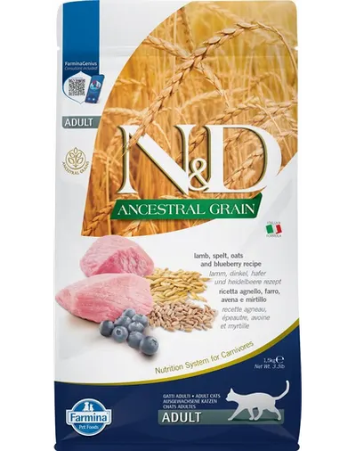 FARMINA N&D Low Grain Adult Cat cu miel și afine 1.5 kg