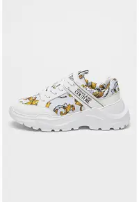 Pantofi sport cu model si garnituri din piele - Alb/Maro deschis