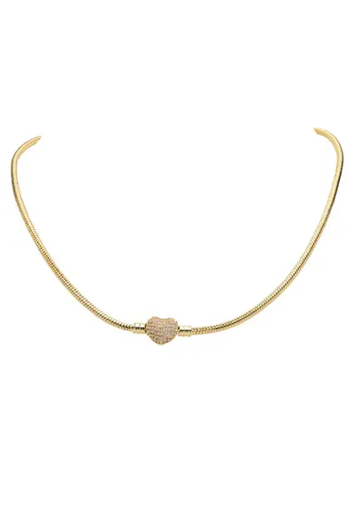 Colier Auriu cu Pandantiv In Forma De Inima - 40cm - zirconia