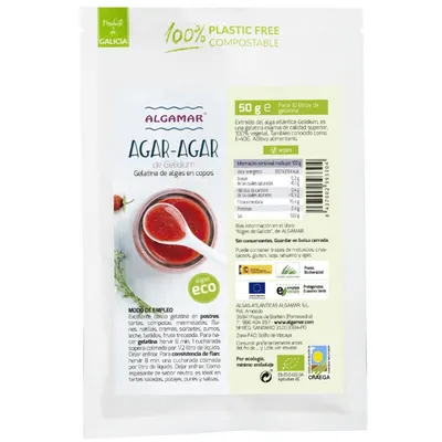 Agar agar fulgi bio 50g Algamar