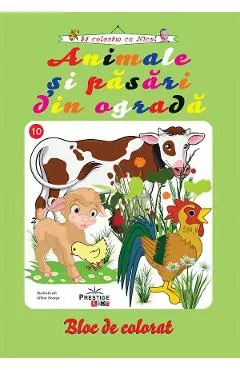 Animale si pasari din ograda. Bloc de colorat