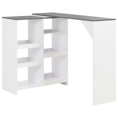 Gossi masa de bar cu raft mobil, alb, 138x39x110 cm