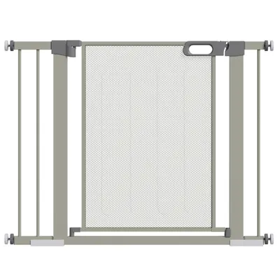 PawHut Barieră Extensibilă pentru Câini cu Închidere Automată din Oțel și ABS, 75-103x76 cm, Gri | Aosom Romania