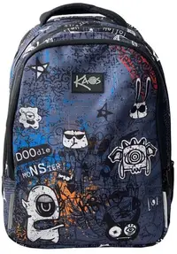 Ghiozdan școlar Kaos 2 în 1 - Doodle Monsters, cu 4 compartimente