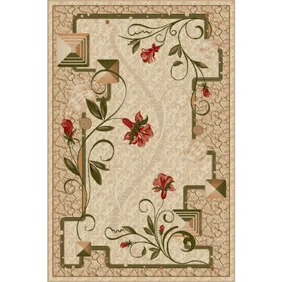 Covor Dreptunghiular, 60 x 110 cm, Crem, Floral, Lotos 587