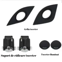 Tweetere rotative iluminate dedicate Audi Q5 80A 2018-2023, RGB Acrilice 3 in 1 Statice cu efect RGB, Control din Aplicatie Bluetooth