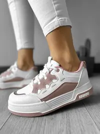 Adidasi dama casual albi cu roz 560 T14 - 4