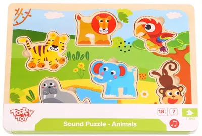 Puzzle muzical din lemn Tooky Toy - Animalute