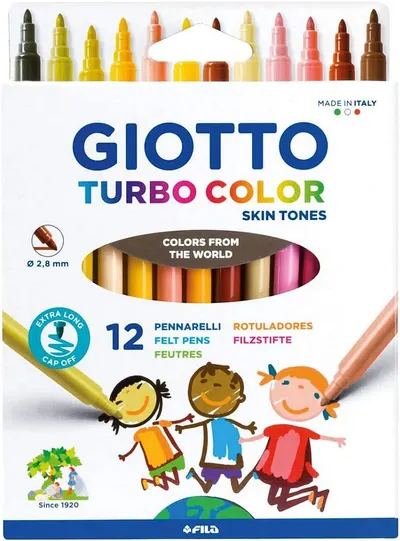 Pixuri cu pâslă Giotto Turbo - Skin Tones, 12 culori
