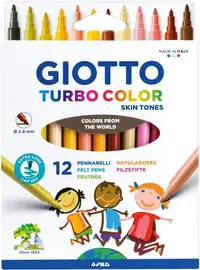 Pixuri cu pâslă Giotto Turbo - Skin Tones, 12 culori