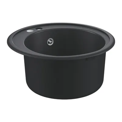 Chiuveta Quartz composite Grohe K200 31656AP0, 38 x 38 cm, montare pe blat, kit montaj si evacuare inclus, Granite black