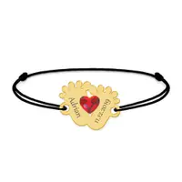 Clau - Bratara personalizata picioruse cu snur din argint 925 si cristal Swarovski placat cu aur galben 24K