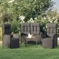 Gossi set mobilier de gradina cu perne, 3 piese, negru, poliratan
