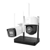 Kit supraveghere WiFi mixt HikVision Easy-Link HiLook IKS-2044BPH-PH/W, 4MP, 2.8 mm, IR 30 / 25 m, lumina alba 25 m, microfon, difuzor, detectie miscare, slot card