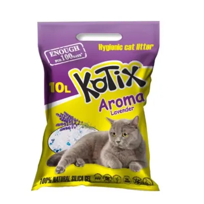 Asternut igienic pentru pisici, silicat, Kotix Lavanda, 10L/ 4 kg