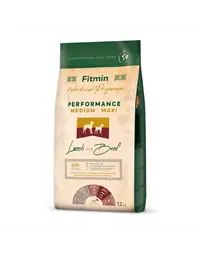 FITMIN Dog Nutritional Programme Medium Maxi Performance Lamb&Beef 12 kg Hrana pentru caini adulti de talie medie si mare cu un nivel de activitate foarte ridicat