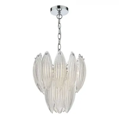 Lampa suspendata Maeve 6 Light Pendant Polished Chrome Textured Glass